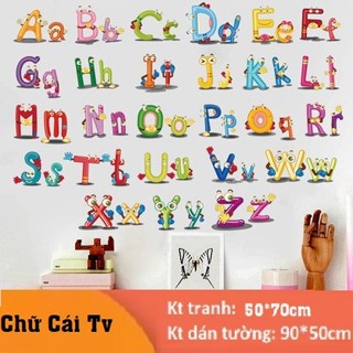 🗽🗽Tranh decal dán tường BẢNG CHỮ CÁI TV VÀ SỐ ĐẾM giúp bé học hỏi - Giấy dán tường🗽🗽