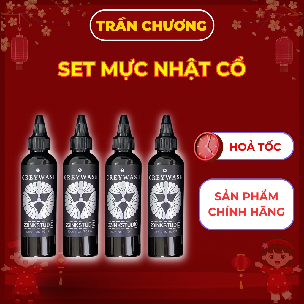 Set Mực xăm tattoo 23 INK Grey Wash 4 chai pha sẵn chuyển tông nhật cổ master Anh Việt