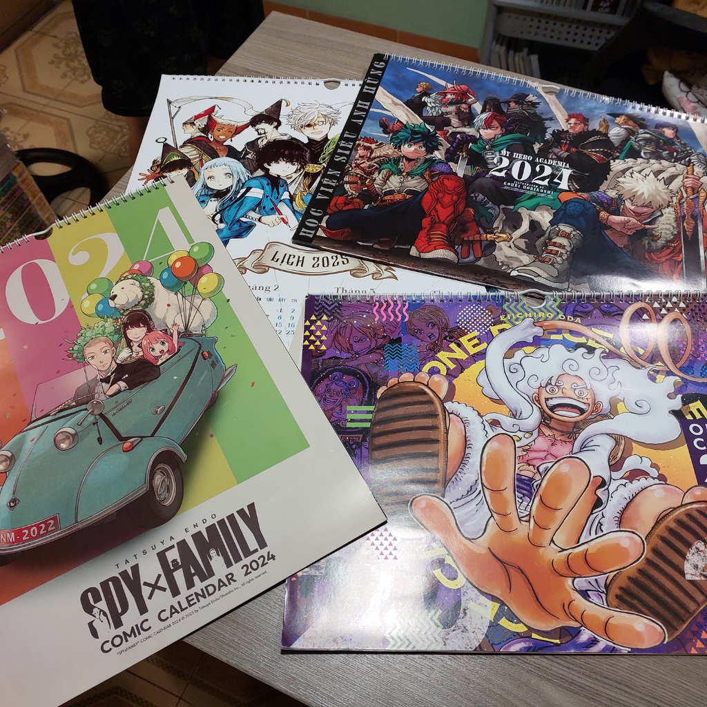 Lịch treo tường 2024 (Xưởng Phép Thuật, One Piece, Spy x Family, MHA)
