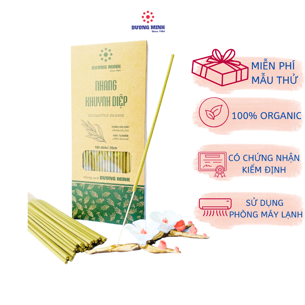 Nhang khuynh diệp Dương Minh nhang ngắn 20cm 30cm từ lá khuynh diệp tự nhiên an toàn sức khỏe