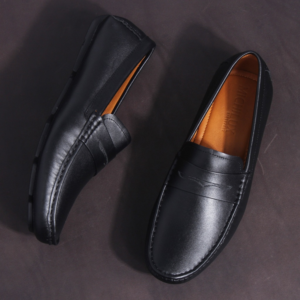 Giày Công Sở Nam MICHILUX Penny Moccasin CIEMS Da Bò Thật Màu Đen