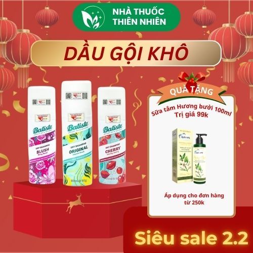 Dầu Gội Khô Batiste Dry Shampoo Mini 50ml Hết Ngứa, Hết Bết Dính Tóc Bồng Bềnh Bóng Mượt Tức Khắc