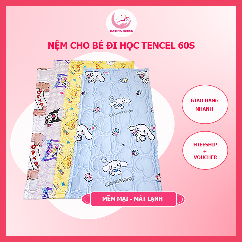 Nệm cho bé Katina House tencel 60s, chất vải cao cấp, mát mượt, giúp bé ngon giấc