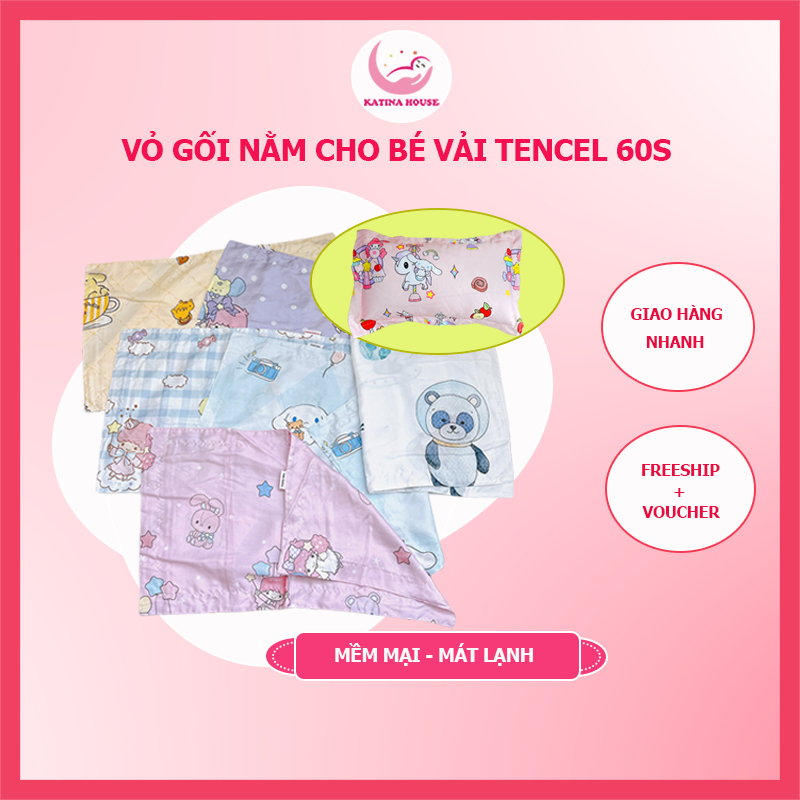 Vỏ gối nằm cho bé Katina House, vải Tencel 60s, mềm mượt mát lạnh, thấm hút tốt