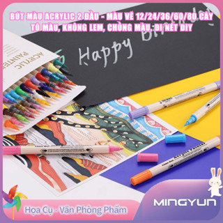 Bút Màu Acrylic 2 Đầu - Bộ 12/24/36/60/80 Cây Tô Màu, Không Lem, Chồng Màu, Đi Nét DIY, An Toàn Cho Trẻ Em