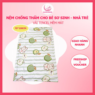Đệm cho bé sơ sinh và trẻ nhỏ Katina House, 70x100cm, nệm chống thấm, vải Tencel mềm mịn mát