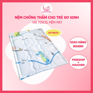 Nệm cho trẻ sơ sinh Katina House, 60x80cm lót chống thấm, vải tencel mềm mát mịn, thấm hút tốt