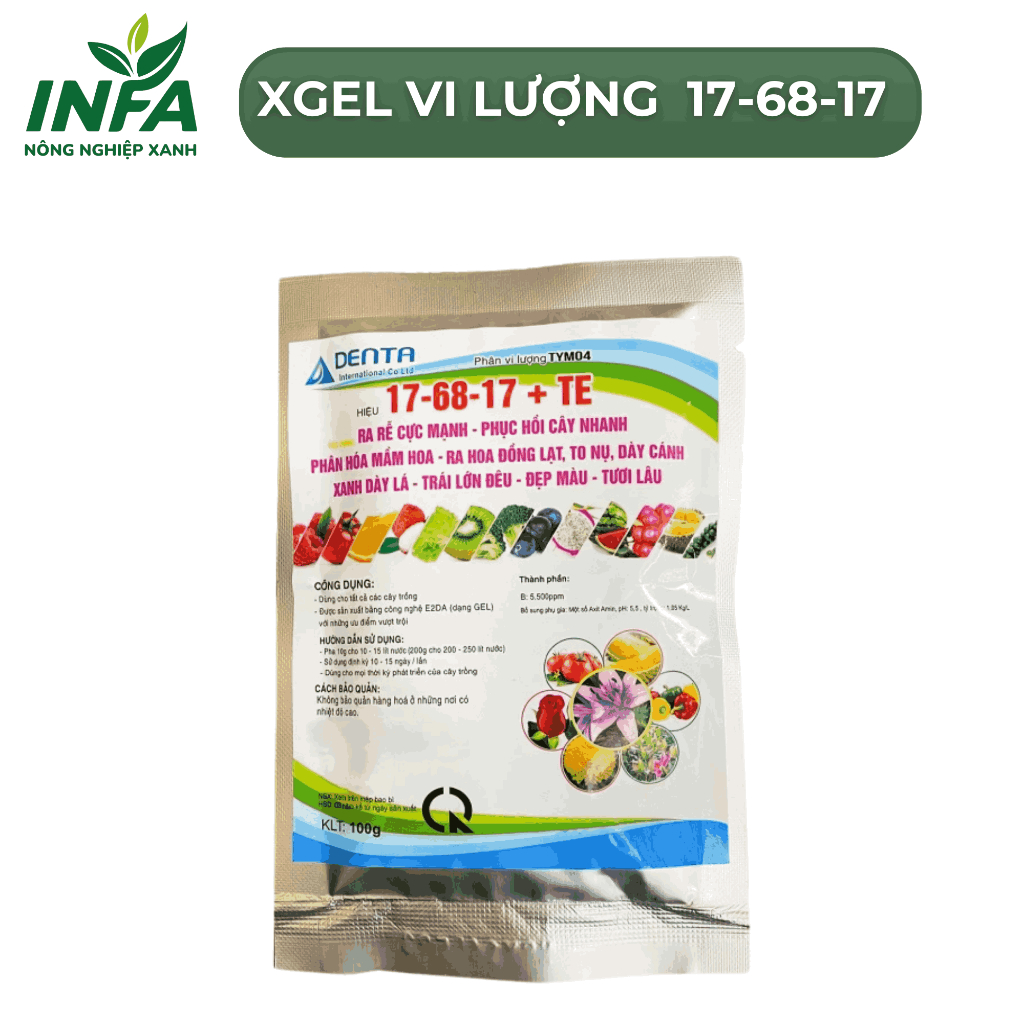 Kích hoa tạo mầm Xgel vi lượng 17- 68-17 giúp cây phát triển rễ, đâm chồi, ra hoa đậu trái (100g)