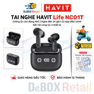 Tai Nghe TWS HAVIT LIFE NC01T TW984, BT 5.4, 4 Mic ENC + ANC Hỗ Trợ Đàm Thoại, Độ Trễ 55ms, Có App Kết Nối - Chính Hãng