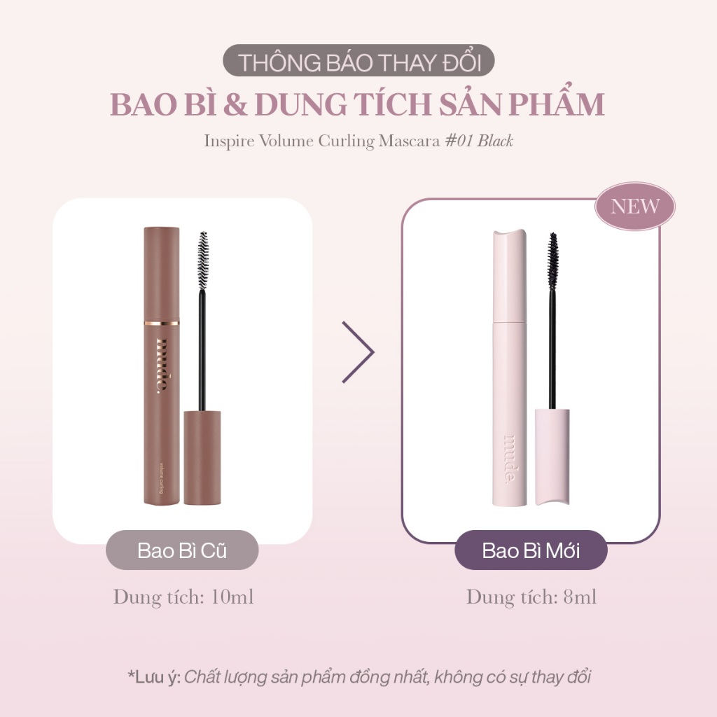 [SĂN DEAL KHAI XUÂN] Mascara Chuốt Dày Mi Định Hình Mi Tốt mude Inspire Volume Curling Mascara (10ml & 8ml) | BigBuy360 - bigbuy360.vn