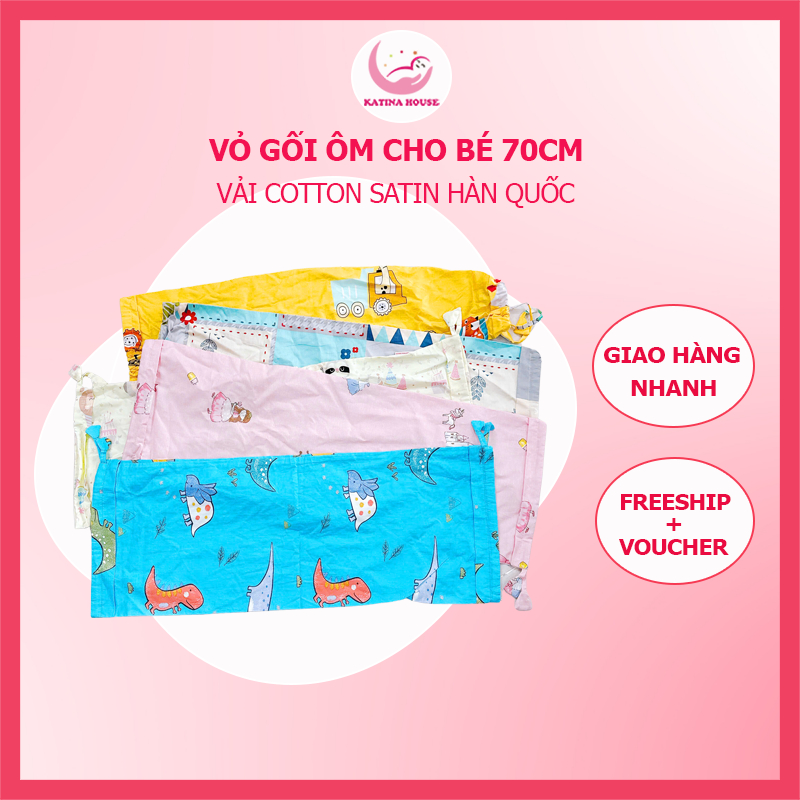 Vỏ áo gối ôm cho bé Katina House, vải cotton satin hàn quốc đẹp, mềm mại, thoáng mát