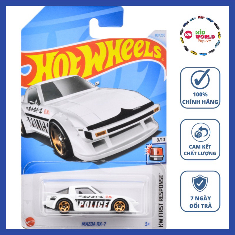Xe mô hình Hot Wheels basic Cảnh sát Police Mazda RX-7 HTB62.