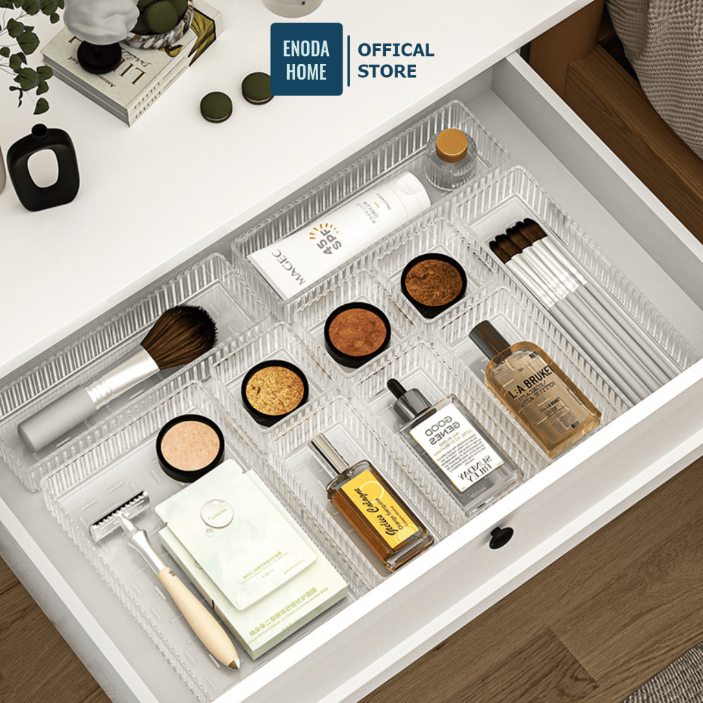 Khay Chia Ngăn Kéo, Khay Đựng Mỹ Phẩm Trong Suốt Có Thể Xếp Chồng, Chất Liệu Nhựa Cao Cấp P300