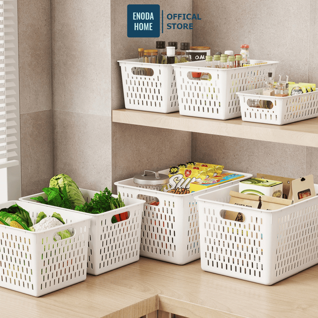 Khay Nhựa Đựng Đồ Đa Năng Hình Chữ Nhật, Rổ Nhựa Đựng Đồ Màu Trắng 4 Kích Thước Q032 | BigBuy360 - bigbuy360.vn