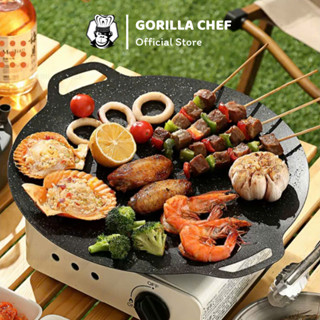 [Tặng kẹp gắp] Chảo đá nướng chống dính Hàn Quốc Gorilla Chef hạn chế khói, dùng được trên mọi loại bếp 30-38cm