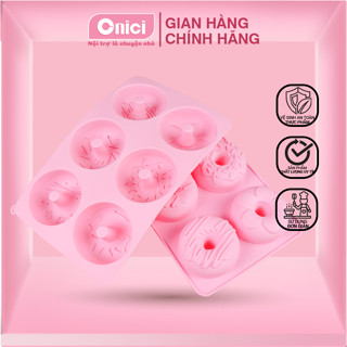 Khuôn bánh donut 3D silicon làm bánh pudding, tàu hủ, khúc bạch dễ thương Bếp Của Mẹ Onici khuôn 6 bánh donut