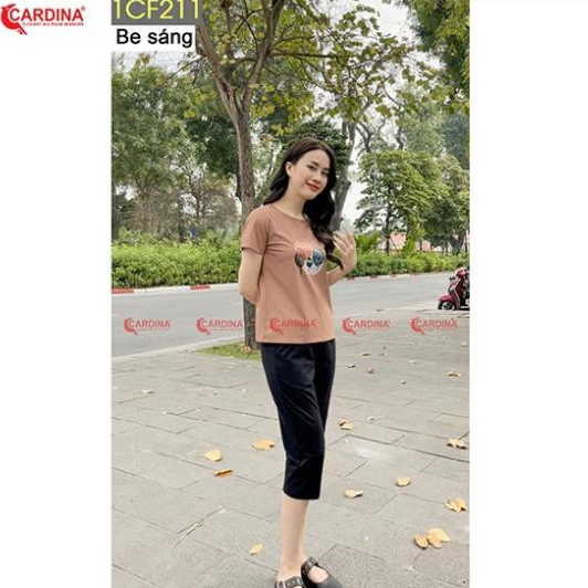 Bộ Ngố Mặc Nhà Nữ Cardina Chất Cotton In Lá 🍂 Cao Cấp Chính Hãng