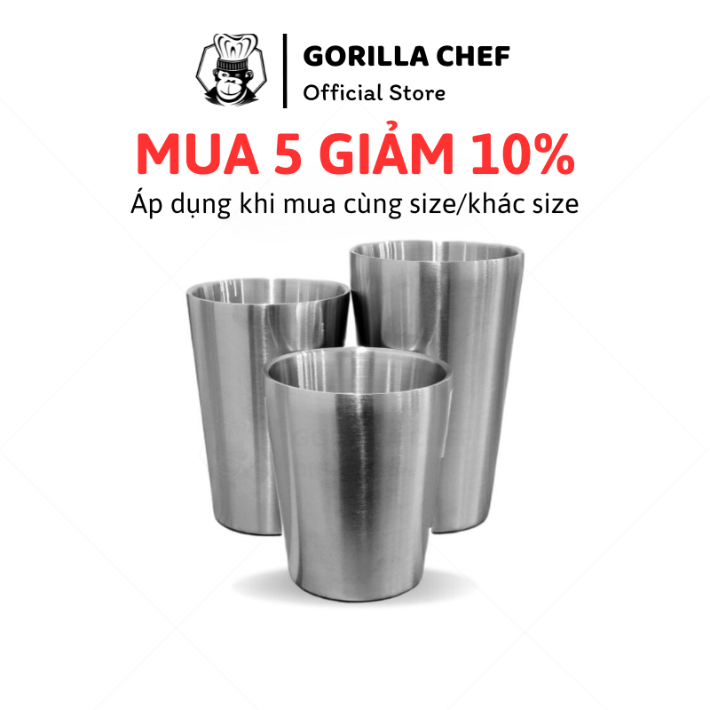 Ly inox 2 lớp GORILLA CHEF thiết kế đơn giản, sang trọng