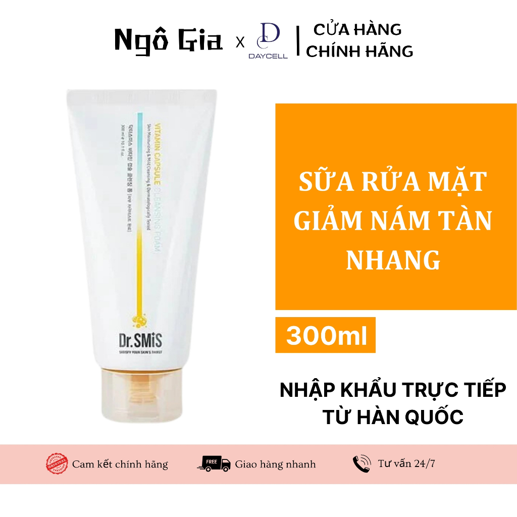 Sữa Rửa Mặt 300ml Giảm Nám, Tàn Nhang DR.SMIS VITAMIN CAPSULE CLEANSING FOAM