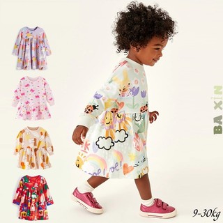   10-30kg Váy đầm babydoll công chúa dài tay 100%cotton mát cổ tròn KHÔNG RA MÀU KHÔNG XÙ cho bé gái size đại 