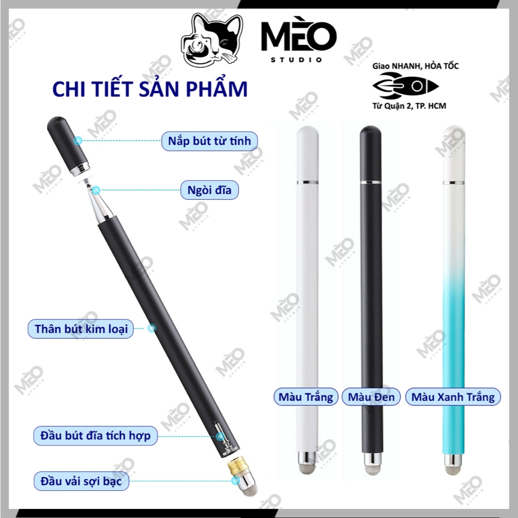 Bút Cảm Ứng Điện Thoại 2 Đầu Cực Nhạy Cho Smartphone, iPad, Đầu Bút Có Đệm Bảo Vệ Màn Hình - 921