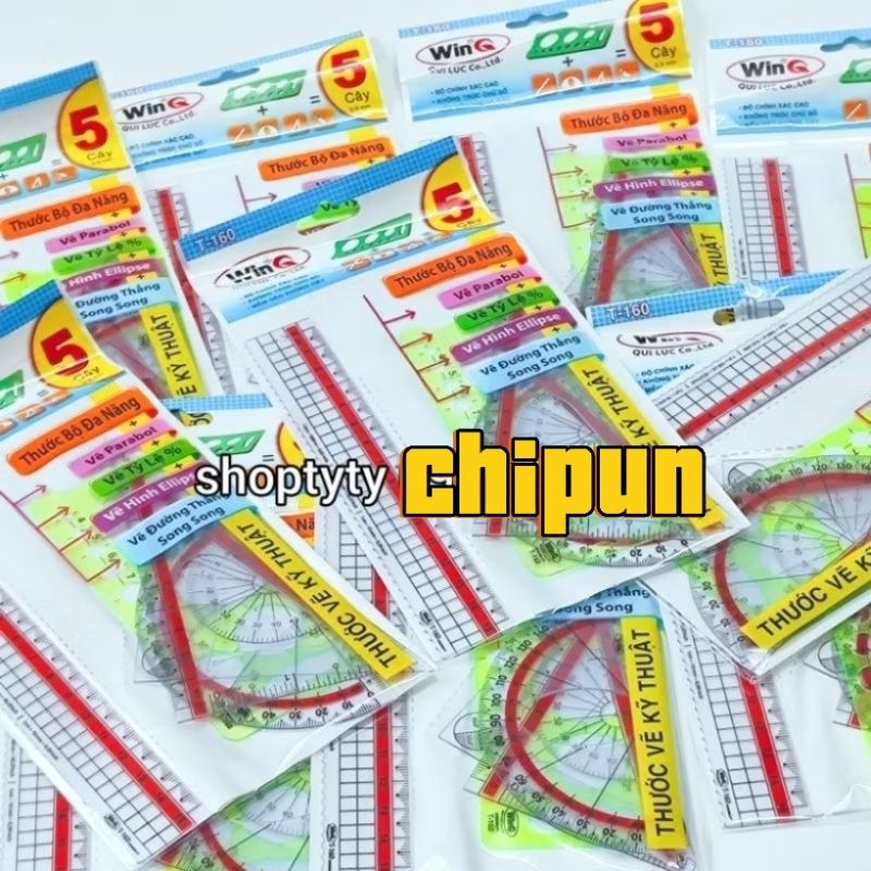 1Bộ Thước Vẽ Kỹ Thuật 5 Cây