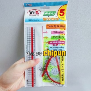 1Bộ Thước Vẽ Kỹ Thuật 5 Cây