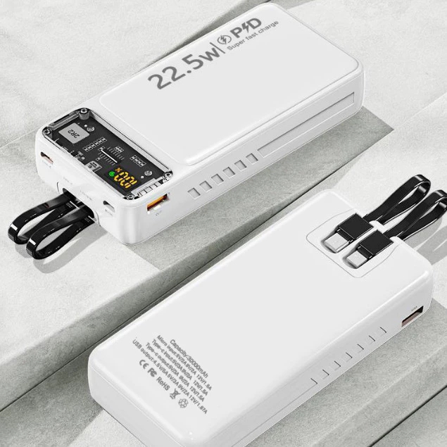 Sạc dự phòng 30000mah công suất nhanh 100w dung lượng pin lớn có sẵn dây cho điện thoại | BigBuy360 - bigbuy360.vn