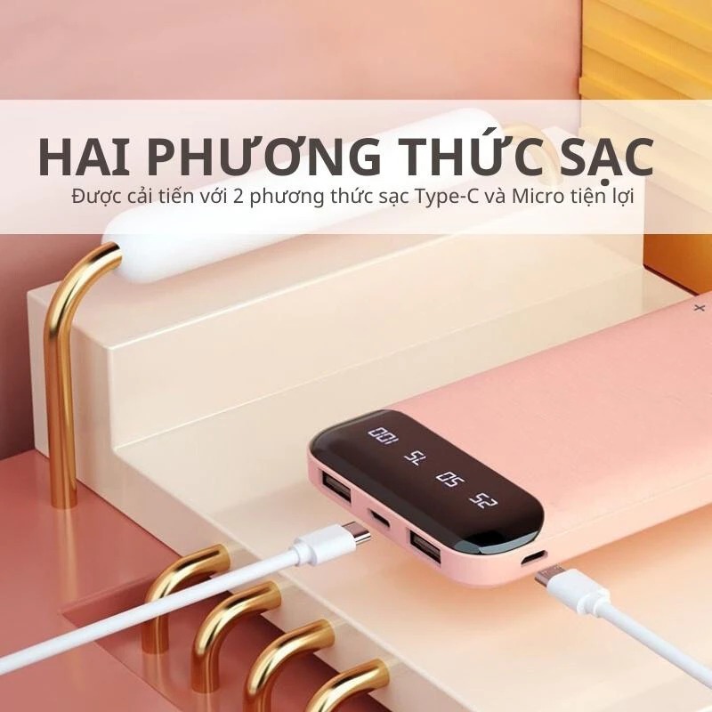 Sạc Dự Phòng 20000mAh 2 Output USB 2 Input Micro Type-C - Hỗ Trợ Sạc Nhanh | BigBuy360 - bigbuy360.vn