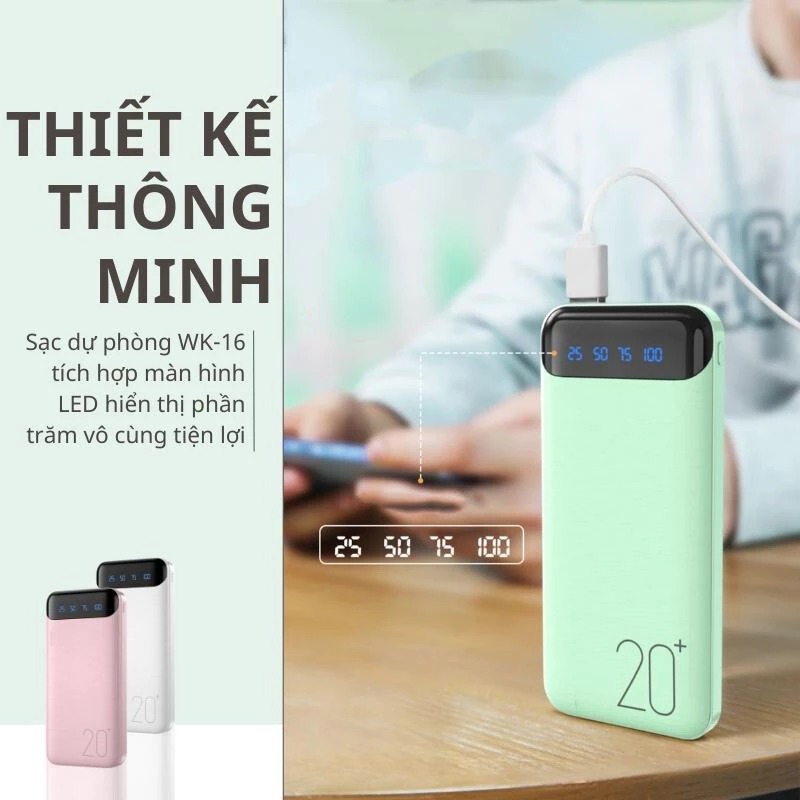 Sạc Dự Phòng 20000mAh 2 Output USB 2 Input Micro Type-C - Hỗ Trợ Sạc Nhanh | BigBuy360 - bigbuy360.vn