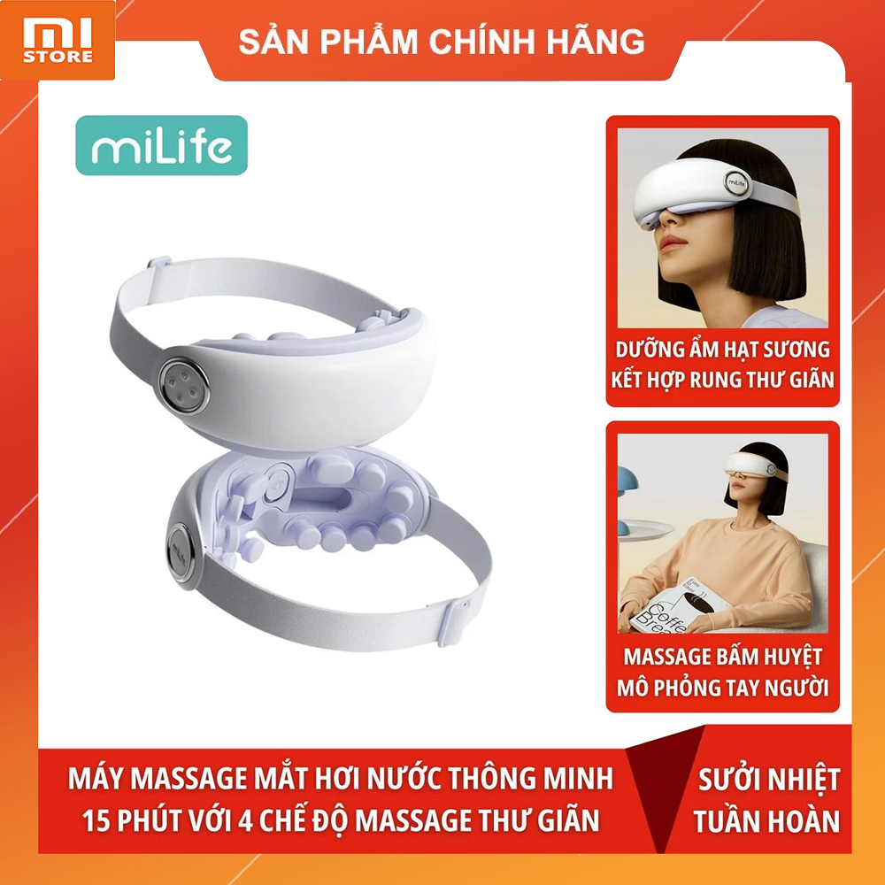 Máy massage mắt bấm huyệt miLife E4 Pro, Massage Bấm Huyệt đa điểm, kết nối bluetooth