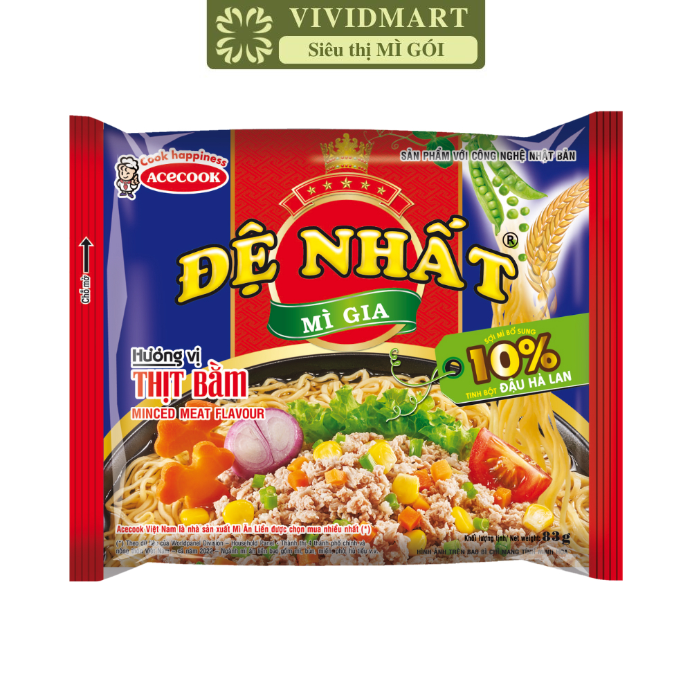 [GÓILẺ] - ACECOOK - Đệ Nhất Mì Gia hương vị Thịt bằm, Mì Đệ Nhất Thịt bằm, Mì Thịt bằm Đệ Nhất Acecook Đệ Nhất (83g/gói)