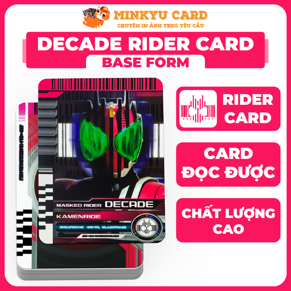 [BOOTLEG HÊN XUI] Thẻ bài Kamen Rider Decade RIDER CARD Kamen rider BASE Form đọc được Driver BANDAI