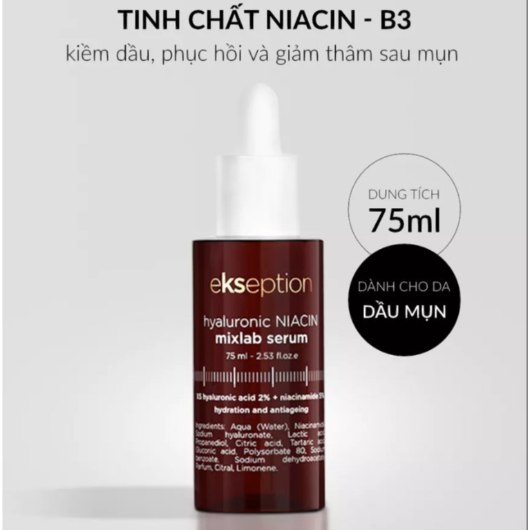 Serum Sáng Da, Mờ Thâm Mụn HA + 5% B3 Ekseption Hyaluronic Niacin 75ml