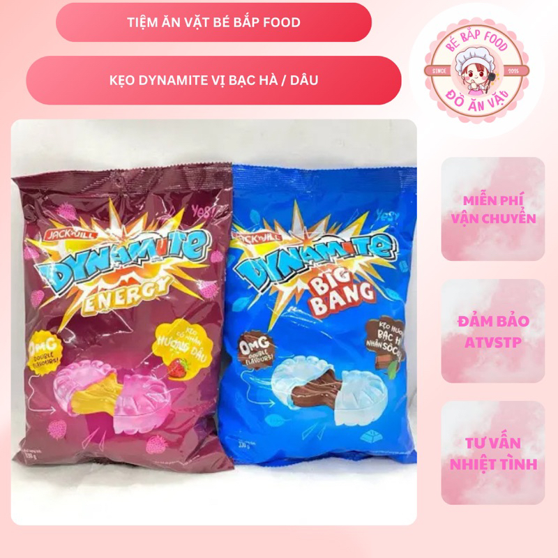 Kẹo Dynamite Big Bang gói 330g vị Bạc Hà/Dâu