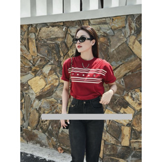 Áo Phông Louis LV Thun Cộc Họa Tiết Logo Dây Xích Dáng Rộng Giấu Quần Freesize