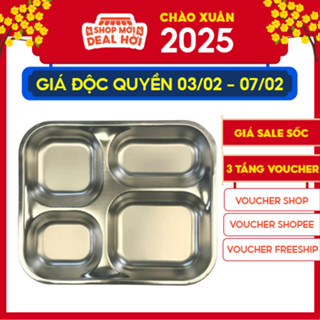 Khay cơm inox 4 ngăn nông giá rẻ dành cho trẻ em