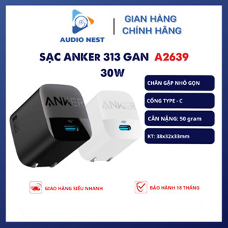 Củ Sạc Nhanh Anker A2639 313 Chân Gập 30W hỗ trợ IQ3.0/PD/PPS  - (Bảo Hành 18 T)