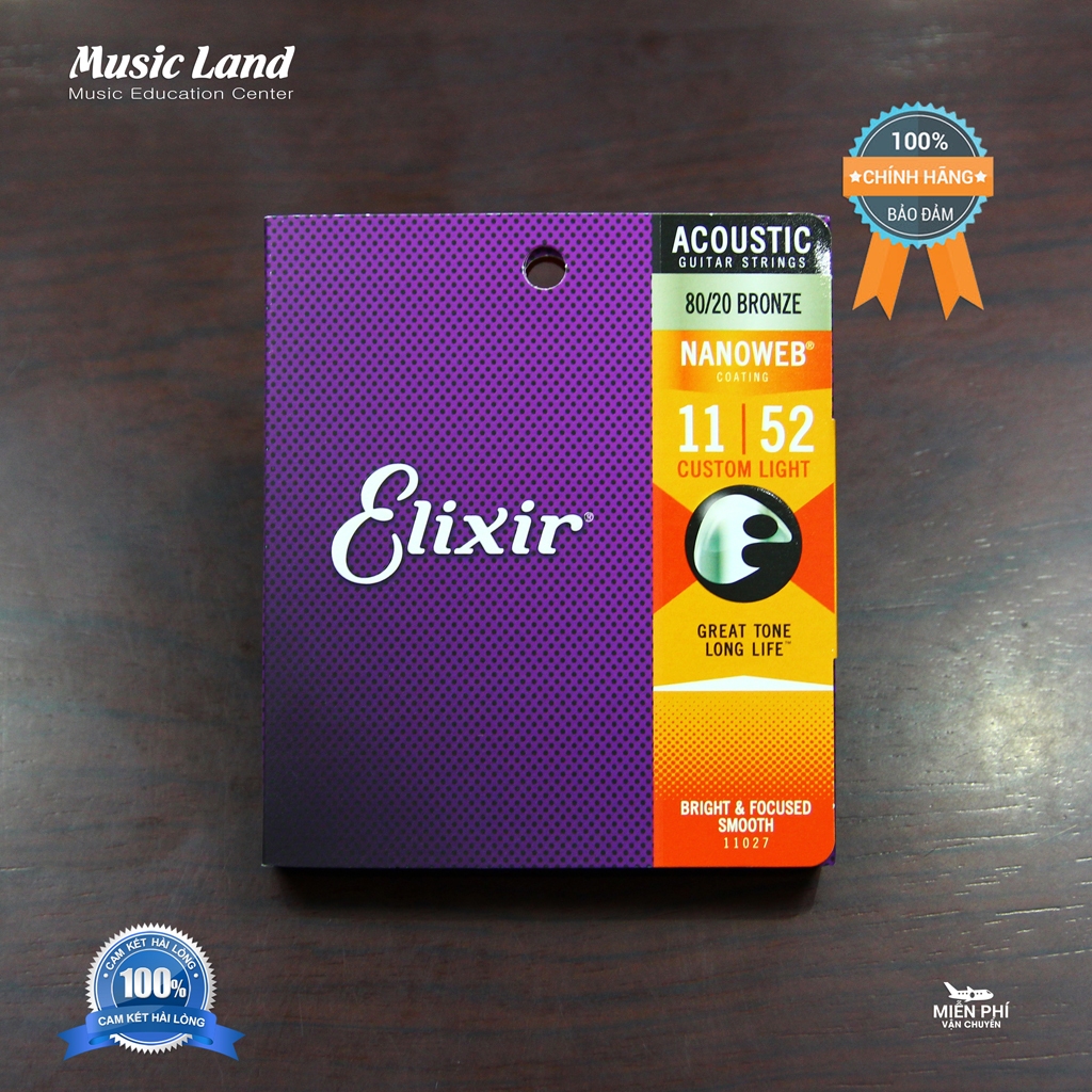 Dây Đàn Guitar Acoustic Elixir 11027 Chính Hãng Của Mỹ Âm Thanh Ấm và Sáng