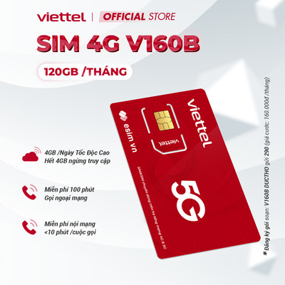 Sim Viettel V160B - V180B - V200B Data 8GB/Ngày - 240GB/Tháng Tốc Độ Cao. Miễn Phí 100P Ngoại Mạng + 1 Tỷ Phút Nội Mạng