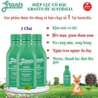 Nước diệp lục cô đặc Grants - 3 chai 500ml/chai. Ngăn ngừa mụn, mụn nội tiết, đẹp dáng ...