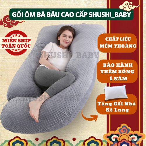Gối Ôm Bà Bầu Chữ U Vải Nhung Mềm Mịn Cao Cấp