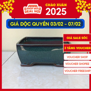 Chậu bonsai Chữ nhật mini men hỏa biến gốm Bát tràng 1 size BM-23