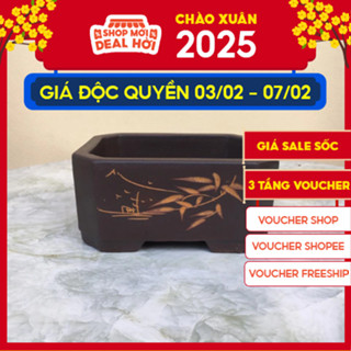 Chậu bonsai Chữ nhật mini đất nung gốm Bát tràng 1 size BM-104