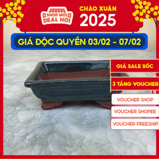 Chậu bonsai Chữ nhật mini Xanh hỏa biến gốm Bát tràng 1 size BM-173