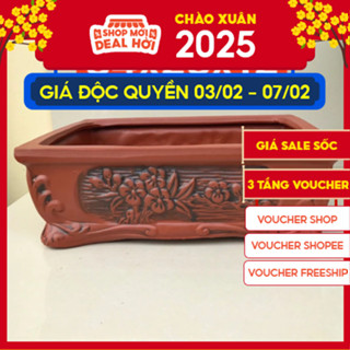 Chậu Chữ nhật bonsai cây cảnh mini màu đỏ gốm Bát tràng SP860