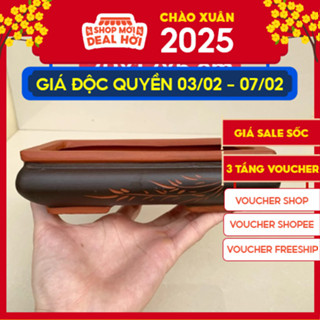 Chậu Chữ nhật đen đỏ bonsai cây cảnh sen đá màu đen SP822