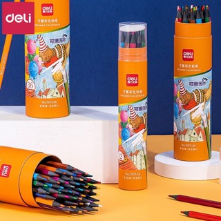 Bút Chì Màu Xóa Được Deli - Bút Chì Màu Học Sinh Chì Đen Cao Cấp - 12/24/36/48 Màu Sắc Tươi Sáng