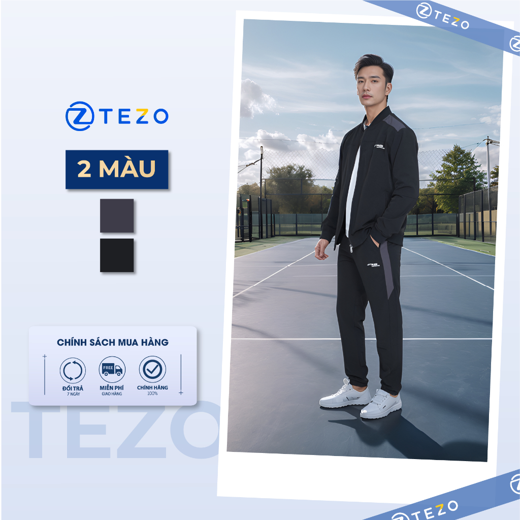 Bộ gió nam khoác gió nam phối màu ống bo Tezo 24AGBT020