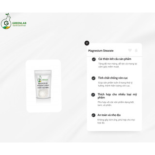 Hoạt chất tạo mịn Magnesium Stearate Greenlab - 5g / 10g / 25g - Nguyên liệu mỹ phẩm